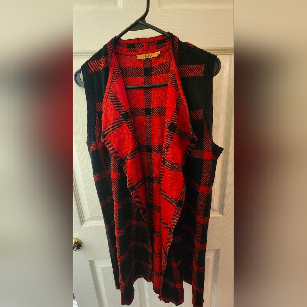 Belldini Red and Black Checkered Vest